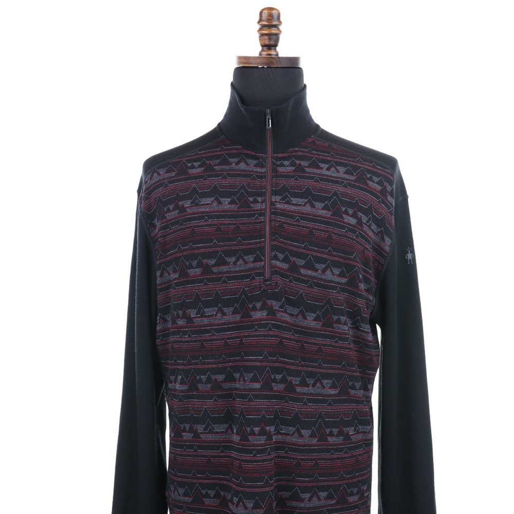 Smartwool Merino 250 Baselayer 1/4 Zip Shirt Sweater Men's XL Black/Red - Picture 3 of 11